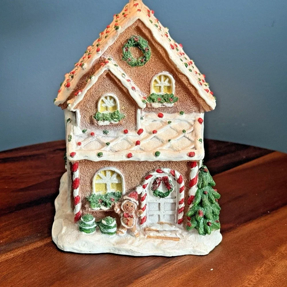 Vintage Gingerbread House Accent Lamp Christmas Village Nightlight 14